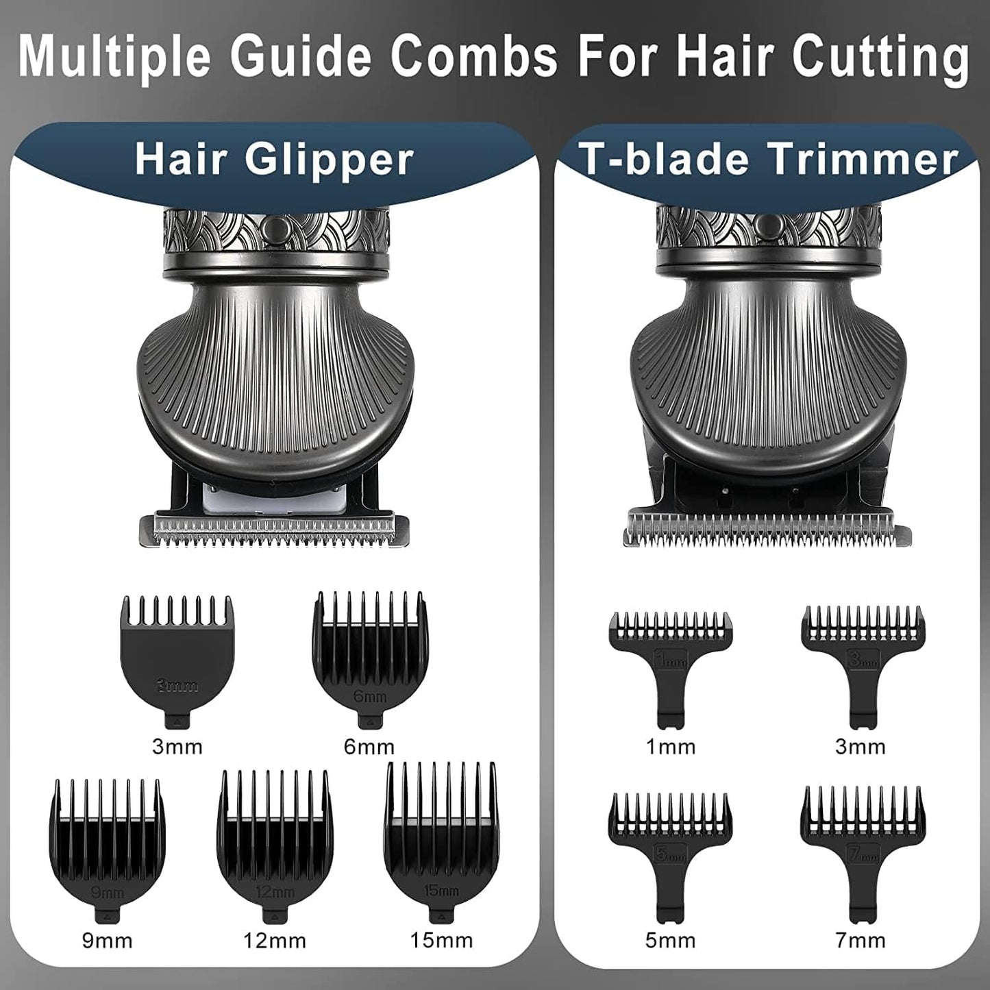 Hatteker Beard Trimmer Kit for Men Professional Hair Clipper T-Blade Beard Hair Shaver Nose Trimmer Hair Cutting Kit Body Grooming Kit Cordless 6 in 1