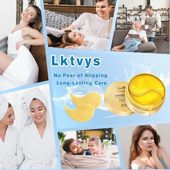 Gold Eye Patches 2-Pack (120 PCS) - Anti-Wrinkle & Firming Under Eye Gel Mask, Instantly Brighten Dark Circles, Luxury Collagen Treatment for Women, Wrinkle Patches for Eye Area