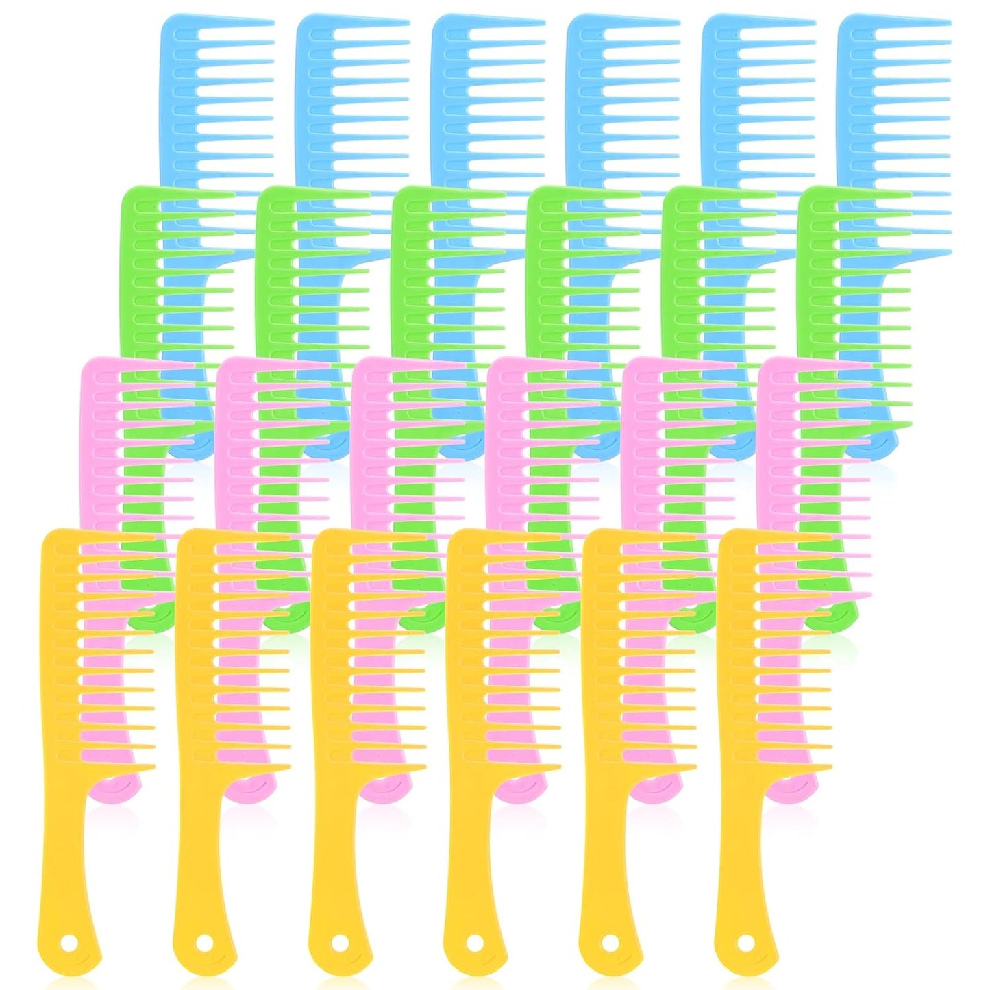 100 Pieces Colorful Pocket Comb Bulk Detangling Wide Tooth Flat Hair Comb with Round Handle for Women Men Barber Blending Curly Long Wet Hair Cutting, 4 Colors