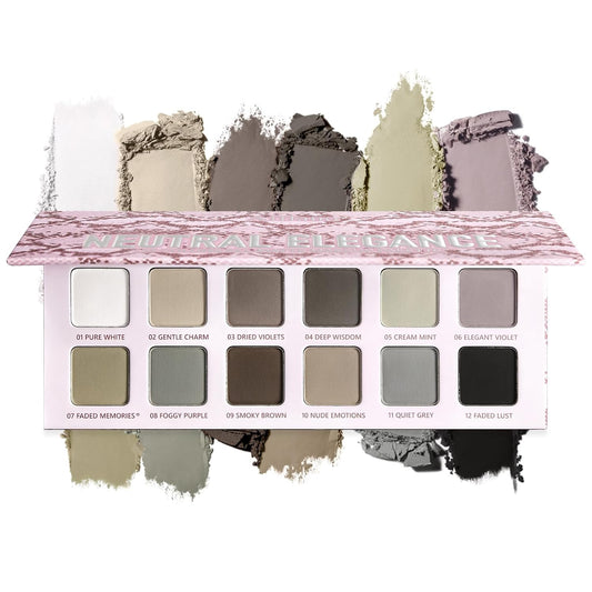 Matte Eyeshadow Palette, All Matte Cool-Toned Eye Shadows Pallet-Natural Soft Eye Makeup Compact Ultra-Pigmented Blendable Long Lasting Silkly Cream Texture Neutral Eyeshadow for Older Women