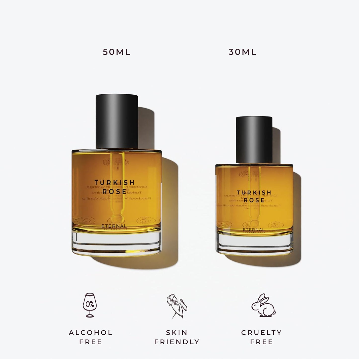 Turkish Rose Perfume Oil | Long Lasting Perfume Oil for Women and Men (Unisex) - 50ml with 30ml Turkish Rose (Pack of 2)