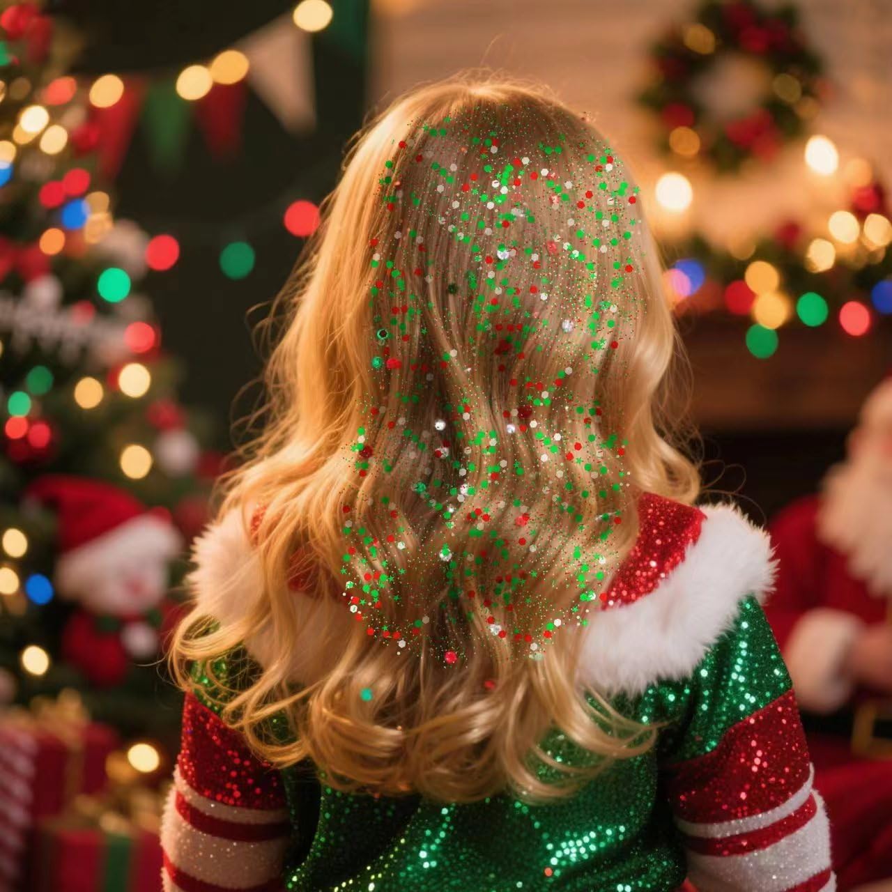 MEICOLY Red and Green Face Body Glitter Stick for Christmas,Hair Glitter Stick for Kids and Women,Sparkle Christmas Glitter Makeup,Chunky Face Glitter for Festival Party Rave Accessories