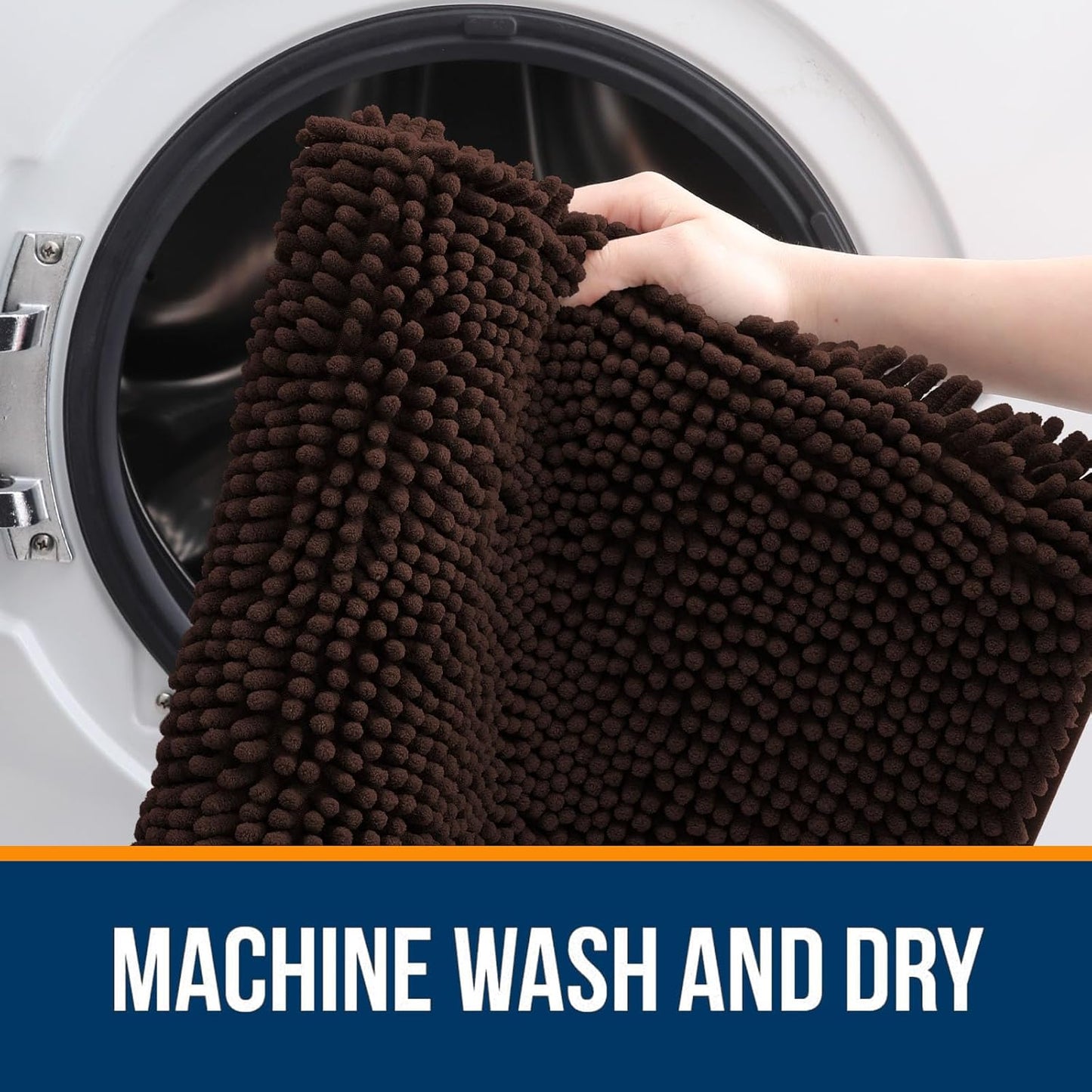 OLANLY Bathroom Rugs 45x27, Extra Soft Absorbent Chenille Bath Rugs, Rubber Backing Quick Dry, Machine Washable Bath Mats for Bathroom Floor, Tub and Shower, Home Decor Accessories, Brown