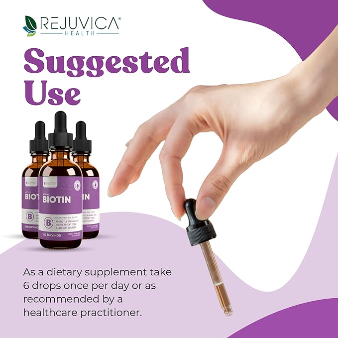 Rejuvica Health Healthy Essentials Biotin - Advanced Liquid Biotin Supplement - 5000mcg Support Hair Skin & Nails