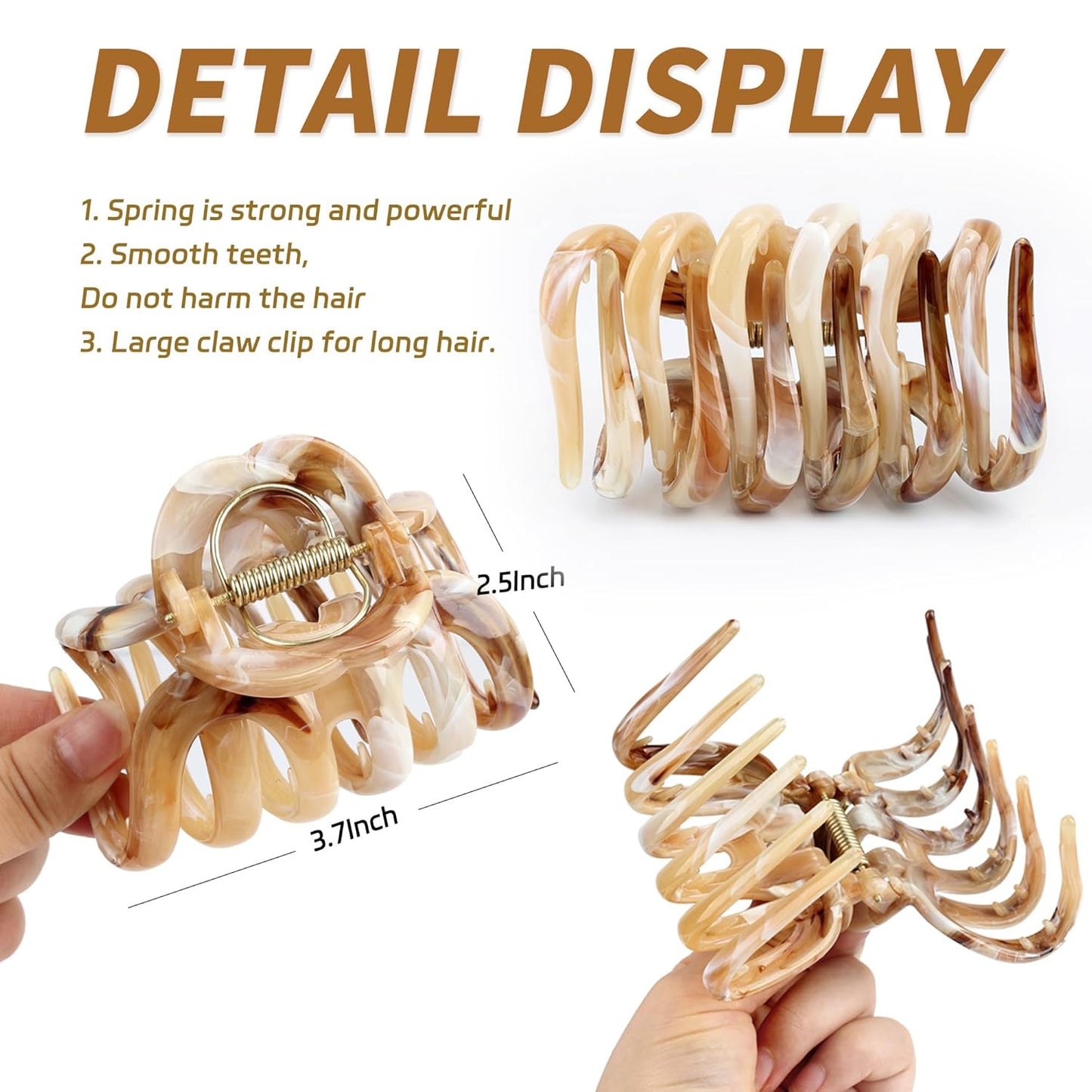 Octopus Hair Claw Clips for Thick, Long, Wavy, Curly Hair - French Large Big Clips, Strong Hold Non-Slip Grip, Tortoise Shell Accessories for Women