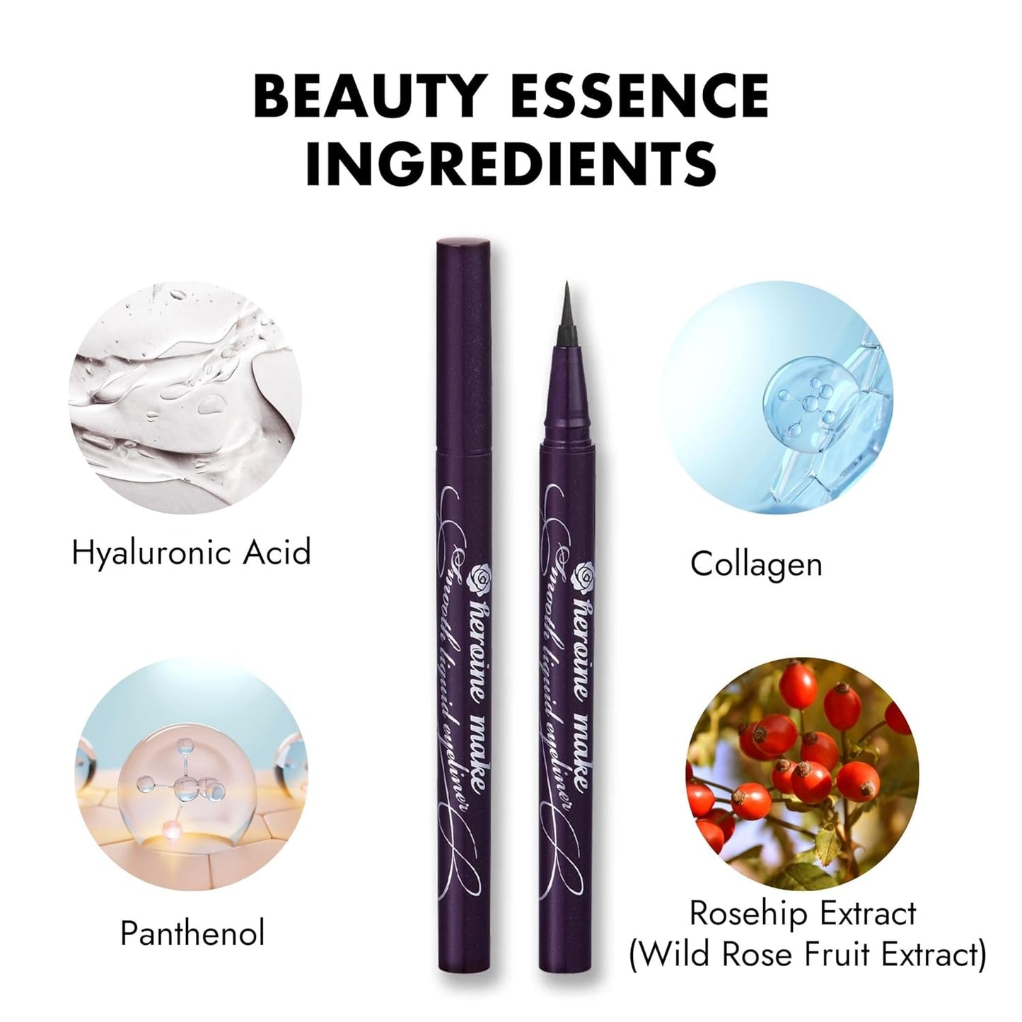 Heroine Make by KISSME Waterproof Eyeliner with Ultra-Fine 0.1mm Tip, Liquid Eyeliner Pen for Sensitive Skin, Cat Eye Liner for Long Lasting Wear, Made in Japan, Jet Black, 1 Count, SMOOTH