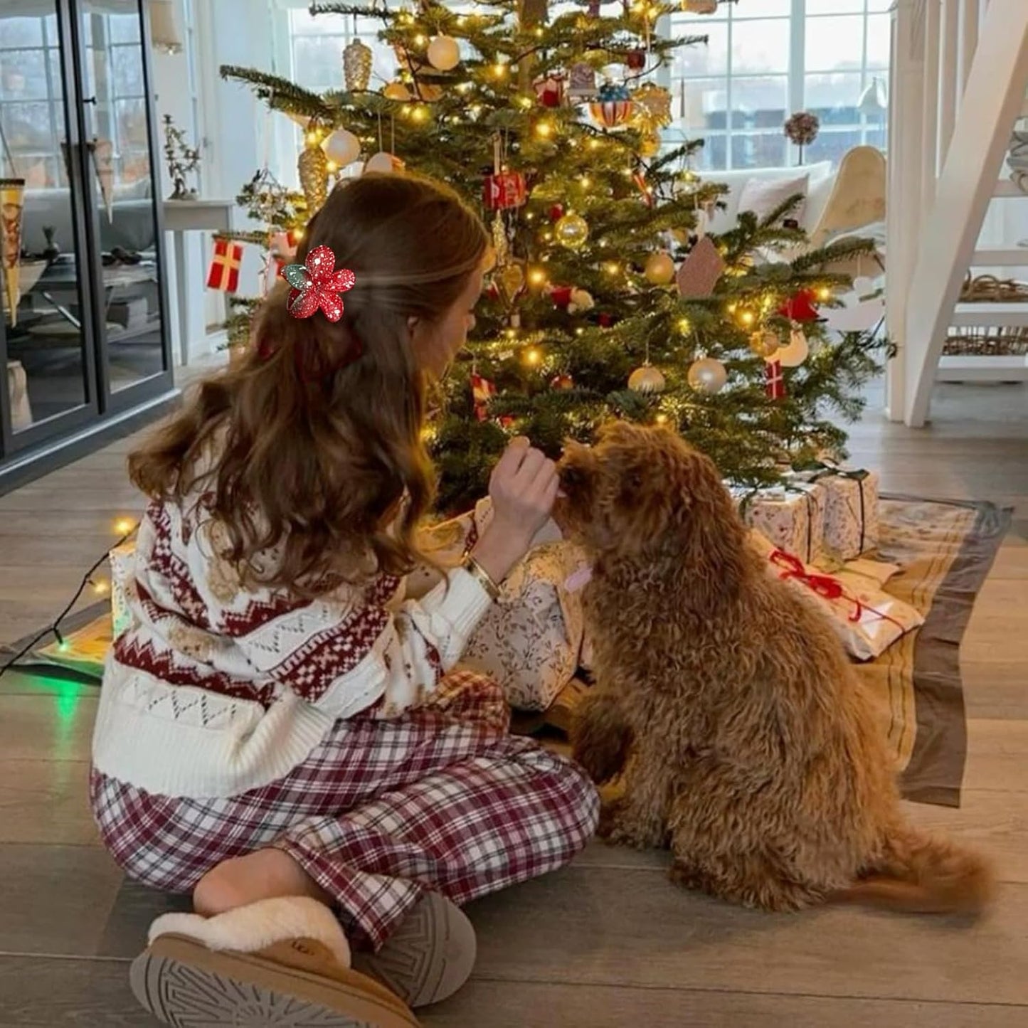 Flower Hair Claw Clips-4PCS Large Claw Clips for Thick/Thin Hair Claws,Strong Hold Nonslip Cute Hair Clips for Women Girls,Hawaiian Hair Accessories Holiday Gifts