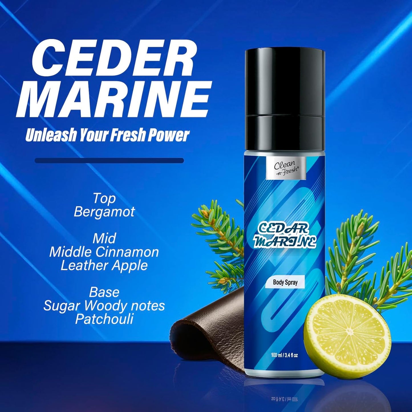 Clean-n-Fresh Body Spray for Men, Pack of 3, Total 10.2 Fl Oz, Mens Body Spray Set