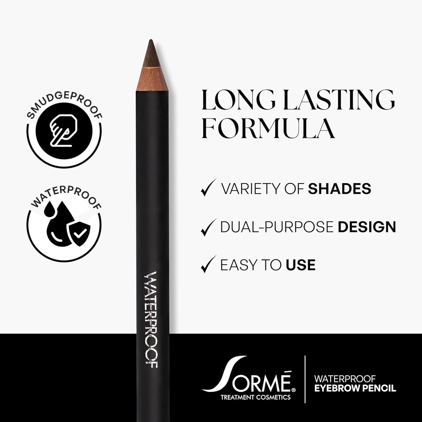 Sorme' Treatment Cosmetics Natural Definitive Waterproof Eyebrow Pencil, Rich Brown, 0.04 Ounce (Pack of 1)