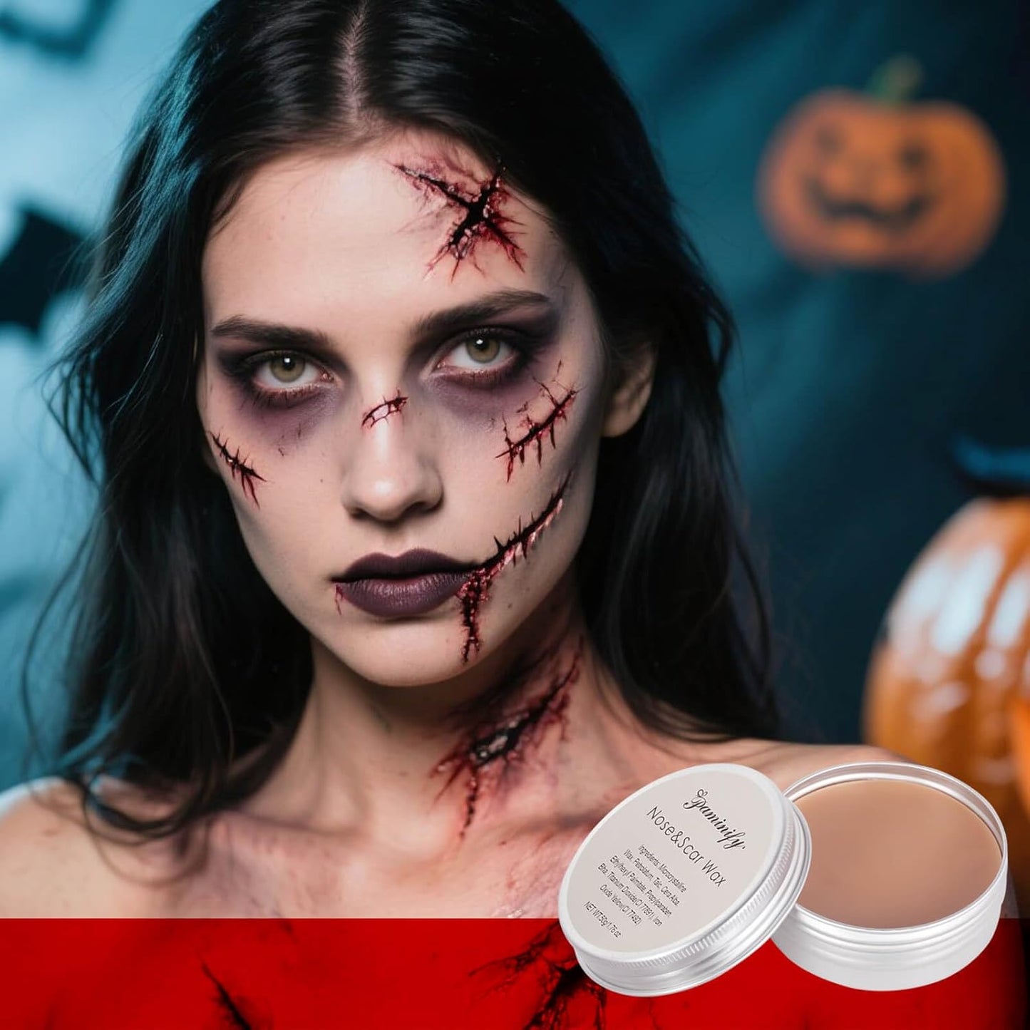Halloween Special Effects Makeup Kit,6 Colors Bruise Wheel+30ml Dripping Washable Fake Blood+Liquid Latex+Scar Wax with Spatula+3 Pcs Sponge+Stipple Sponge,Face Fake Injury SFX Makeup Kit