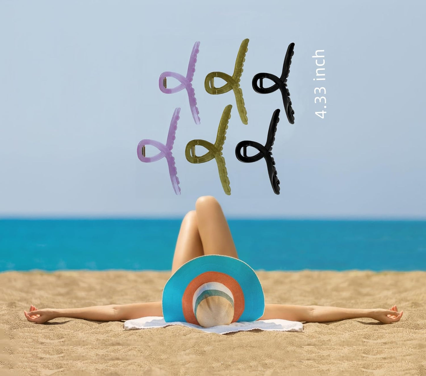 Large Hair Claw Clips Non-Slip Large Claw Hair for Women and Girls, Strong Hold Banana Jaw Clips for women 6 pcs