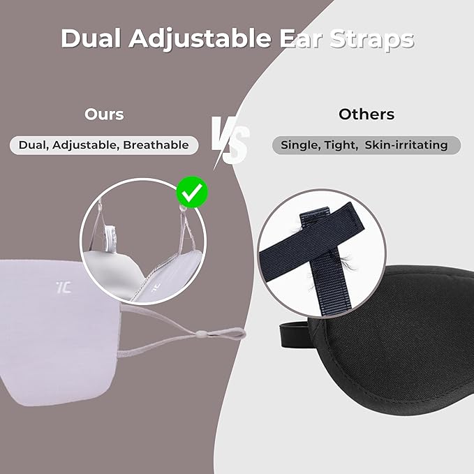 7C Soft Sleep Mask - Eye Mask - Hyaluronic Acid Anti-Aging Under Eye Cover with Adjustable Ear Elastic Straps for Full Night Sleep, Nap, Reduces Puffy Eyes Gifts