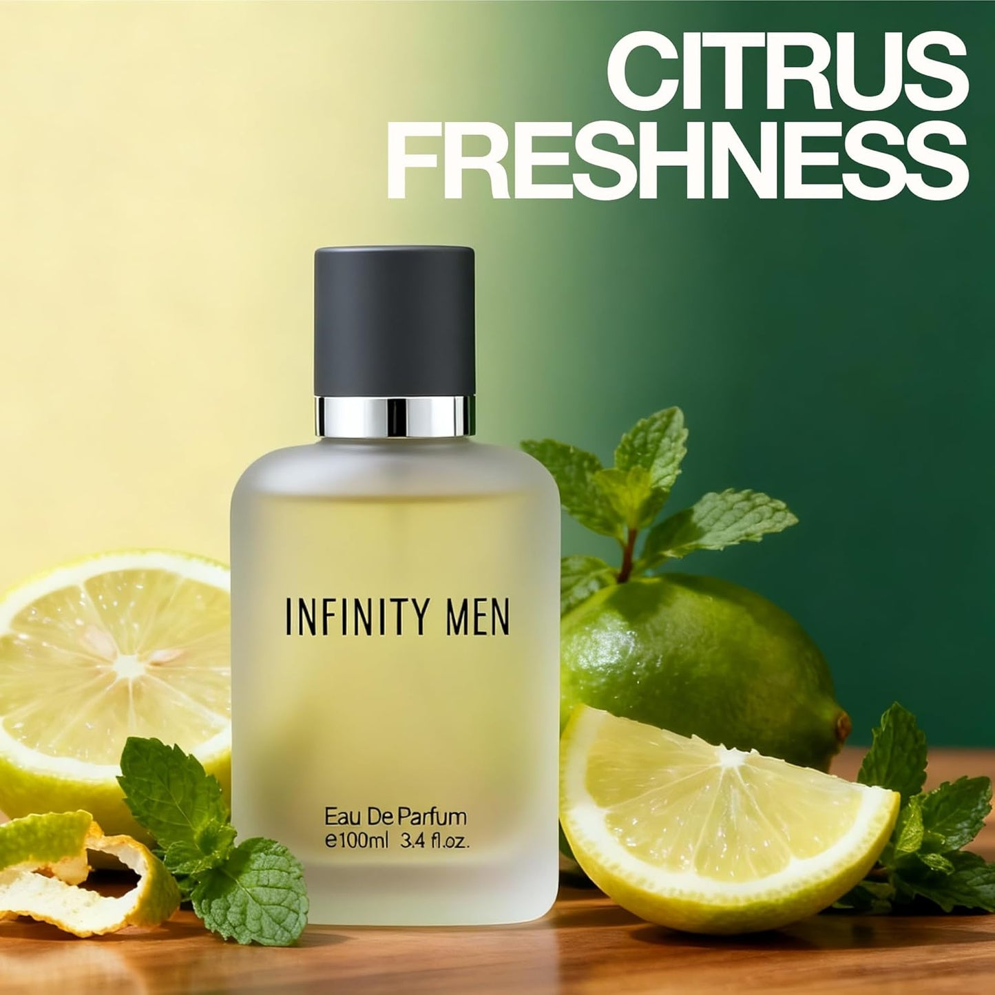Infinity Men's Cologne 3.4FL OZ Eau De Toilette With Notes of Mandarin, Sage, Cedarwood & Amber – Long Lasting Fragrance for All Day Used
