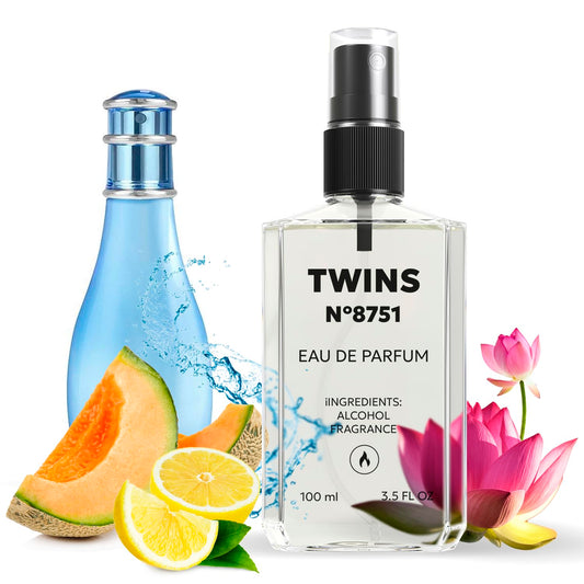 TWINS Impression of Cool Water Woman | Perfume for Women Eau de Parfum | No.8751 | 3.4 Fl Oz / 100 ml