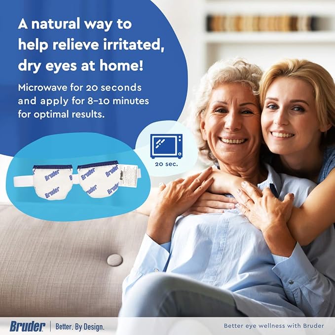 Bruder Moist Heat Compress | Microwave Activated Mask | Reusable, Washable, Non-allergenic | Fast Acting Relief for Dry Eye and Other Irritations | (Pack of 2)