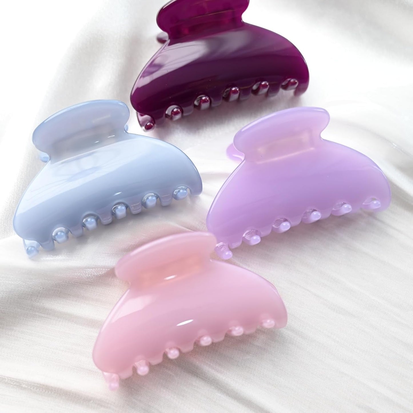 Handmade Celluloid Acetate French Design Barrettes Tortoise Shell Claws Hair Claw Luxury Fashion Accessories Hair Clip for Women (light pink)