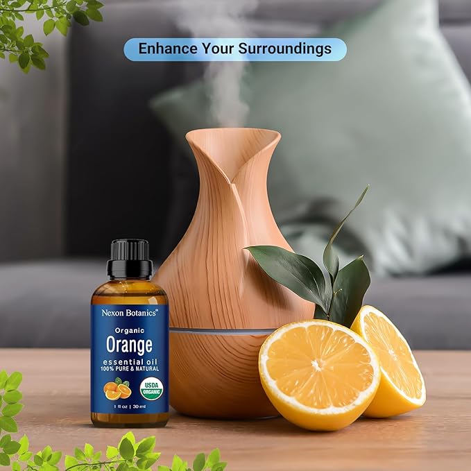 Organic Orange Essential Oil 30 ml - Pure, Natural Sweet Orange Oil for Diffusers, Aromatherapy & Skin Care - Undiluted, Cold Pressed Citrus Oils - Nexon Botanics