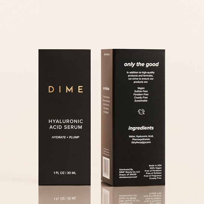 DIME Beauty Hyaluronic Acid Serum, Non-Greasy Hydrating Face Serum with Pure Hyaluronic Acid, 1 oz / 30 ml