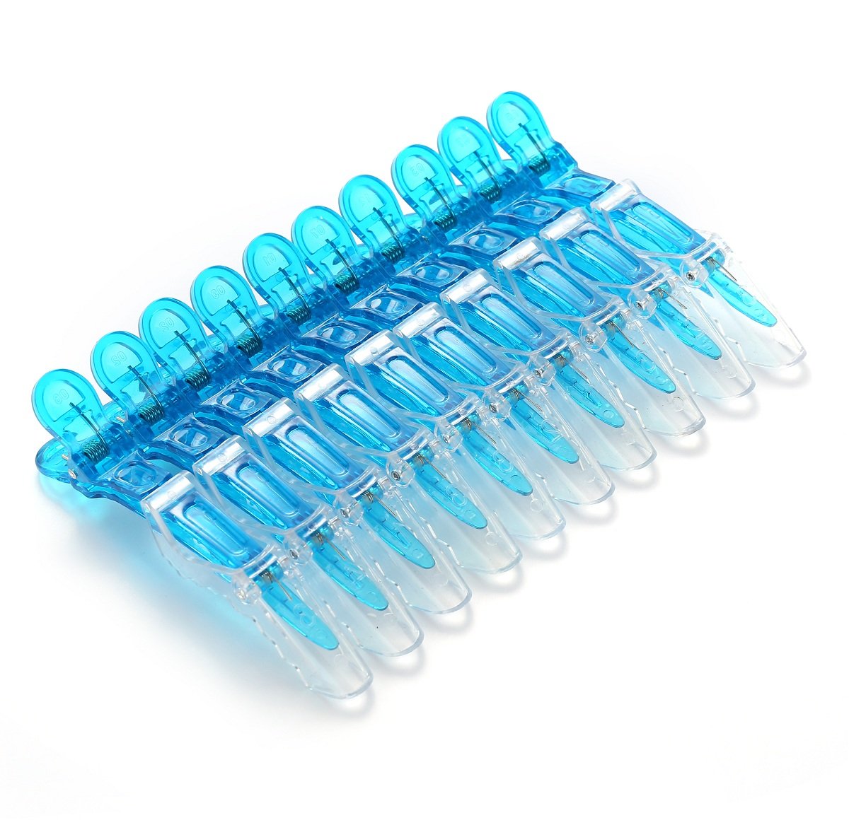 10pcs/set Multicolor Croc Alligator Clips - Transparent Plastic Hair Styling Sectioning Barrettes Non Slip Salon DIY Accessories Hairpins for Women and Girls (10pcs-Blue)