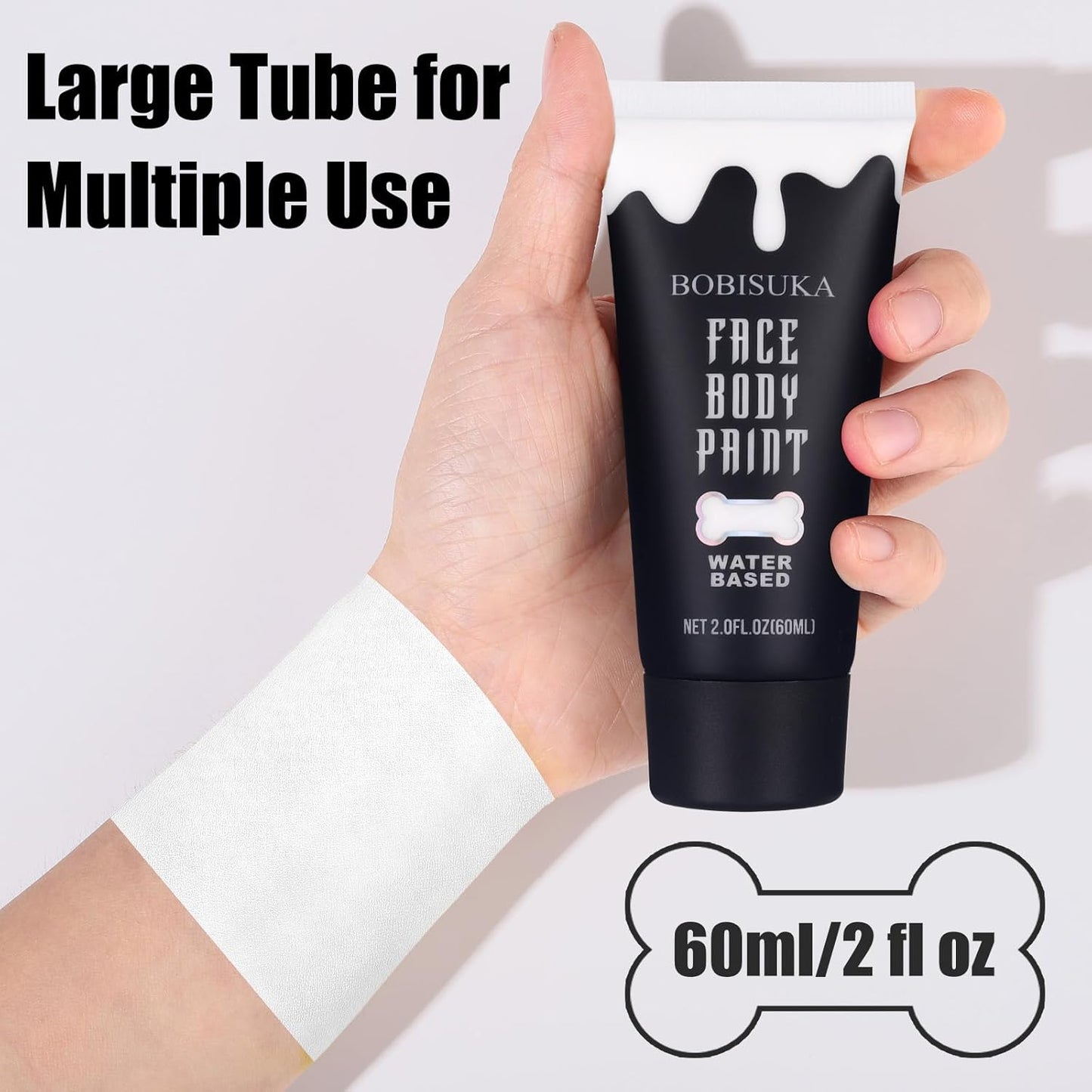 BOBISUKA White Face Body Paint, Water Based Face Painting for Art Theater Halloween Party Cosplay Clown SFX Makeup for Women Adults, Non-Toxic Washable