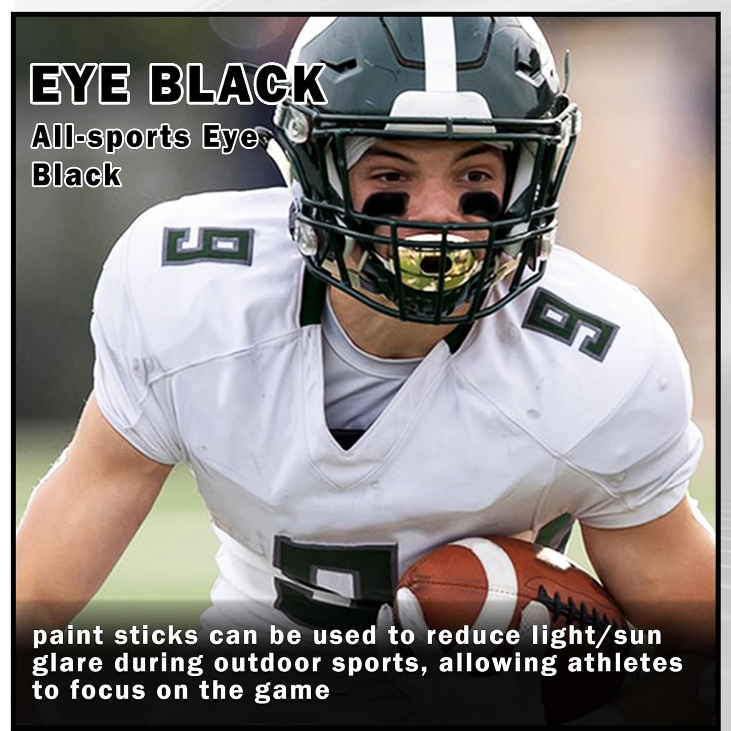 DAMUSI 3 Colors Body Face Paint Sticks Professional Eye Black Baseball Softball Football, Halloween Joker Clown Cosplay Makeup for Adults and Kids (White/Green Eye Black Sticks)