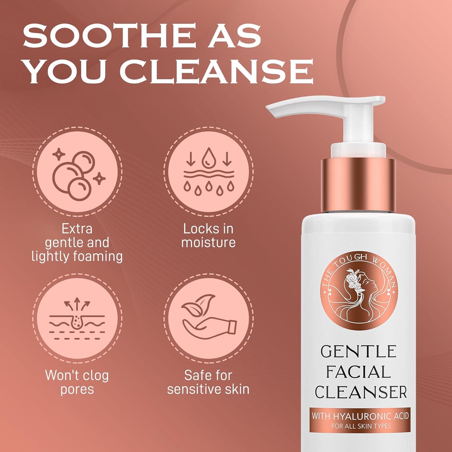 Gentle Face Cleanser with Hyaluronic Acid - Hydrating, Exfoliating & Deep Pore Facial Cleanser Smooths & Softens Skin for All Skin Types - Oily, Dry, Sensitive, Combination & Normal Skin Types