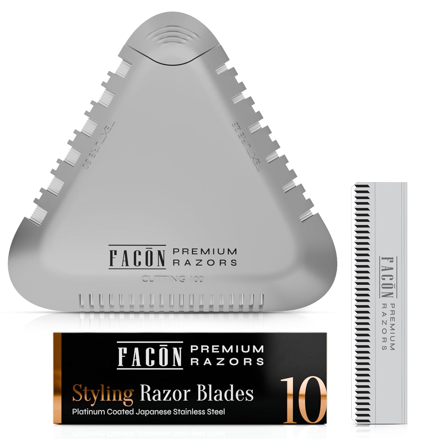 Facón Razor Comb for Hair Cutting - Professional Hair Cutting Comb Kit with 13 Replacement Blades, Double Edge Shaper for Salon & Home, Premium Styling Thinning Texturizing Split Ends Trimming Razor