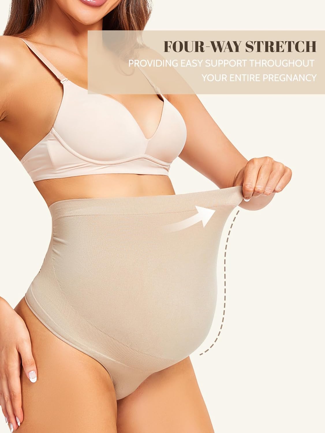 Maternity Underwear Thong for Women, Pregnancy Shapewear Over The Belly Support Seamless Pregnant Panties 5-Pack