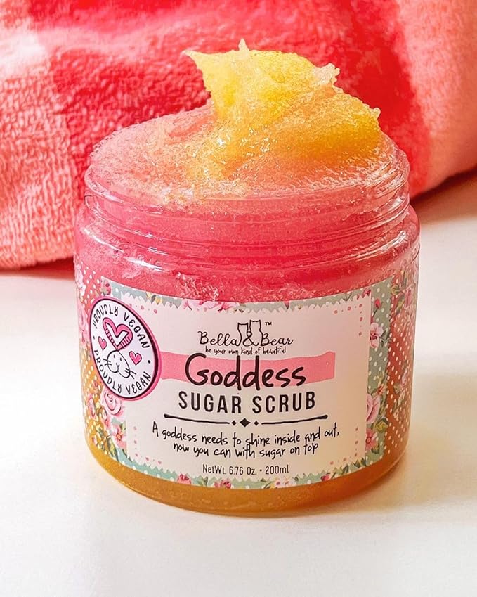 Bella & Bear Goddess Sugar Scrub - 3-in-1 Exfoliator, Body Scrub & Body Wash | Vegan, Cruelty-Free Bliss for Silky Smooth, Radiant Skin