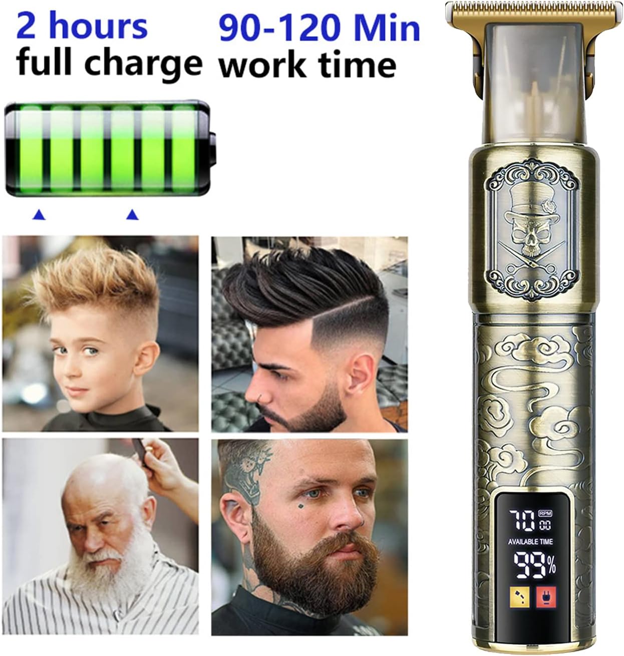 Hair Clippers for Men - Cordless T-Blade Trimmer - Professional Haircut & Grooming Kit - Rechargeable - LCD Display (Figure-01)