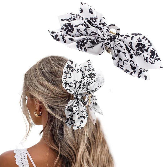 Bow Claw Clips Bow Hair Clips Black White 1PCS Big Hair Bows for Women Butterfly Styling Large Hair Clips for Thick Hair for Girls Hair Accessories for Teens