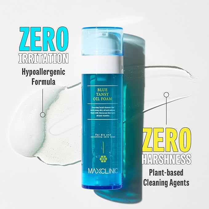 [K-Beauty] Blue Tansy Oil to Foam - All-in-One Korean Face Wash Oil Based Foaming Facial Cleanser - Excess Sebum & Oil Control - Makeup Deep Cleansing Oil for All Skin Types (3.88 fl oz)