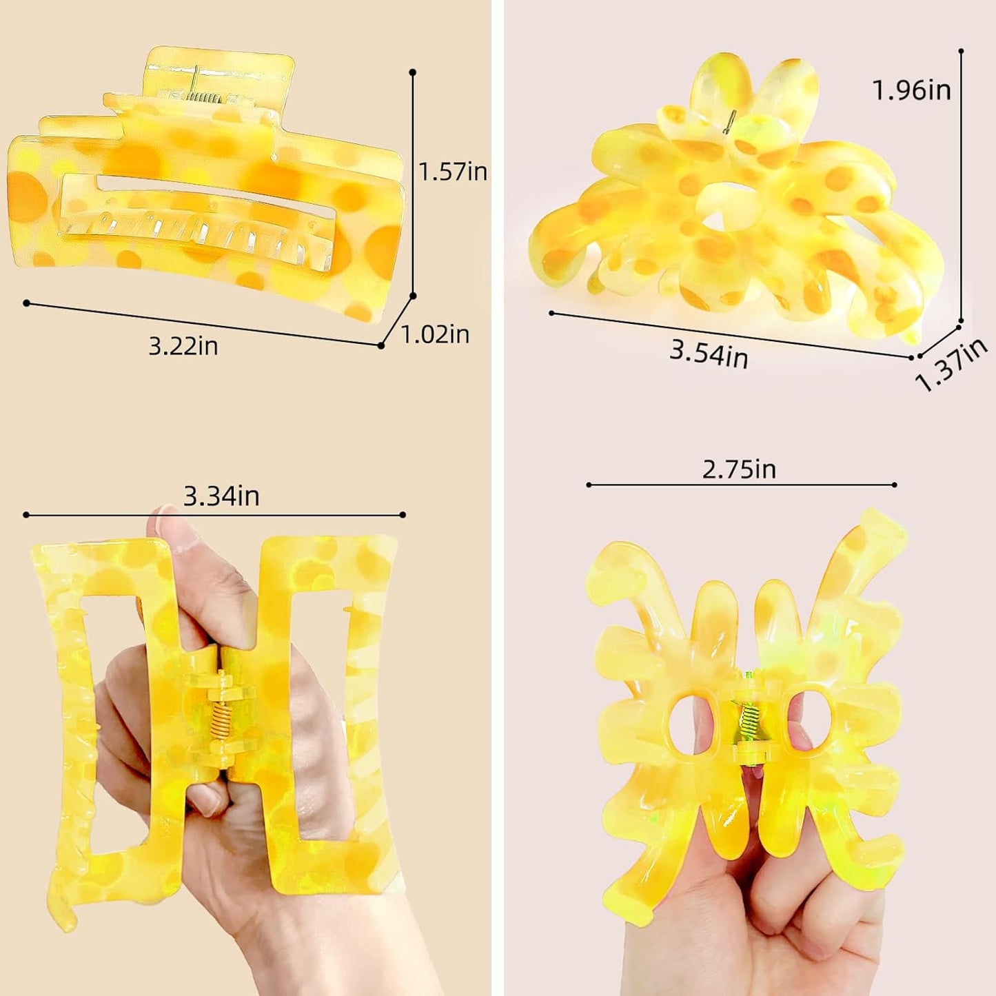 Hair Clips for Women,6PCS Big Flower Claw Clips for Thick Thin Hair,Strong Hold Cute Hair Accessories for Girls,Nonslip Beach Vacation Essentials Summer Accessories (vibrant)