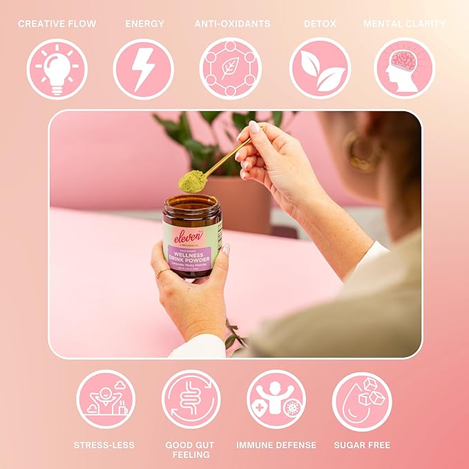 Eleven TLC, Lavender Minty Matcha Powder Ceremonial Grade Wellness Drink Mix, (Sourced from Japan) Vegan Flavored Matcha Latte, Amber Non-Reactive Glass Jar, 21 Servings