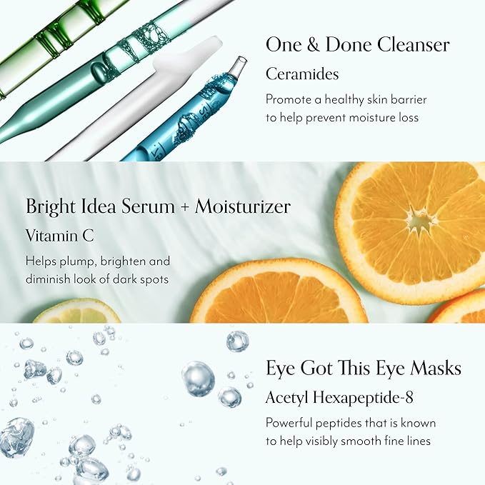 Bliss The Elder Millennial Kit Complete Skincare Essentials Set | Includes Daily Face Cleanser, Under Eye Masks, Brightening Vitamin C Serum and Moisturizer