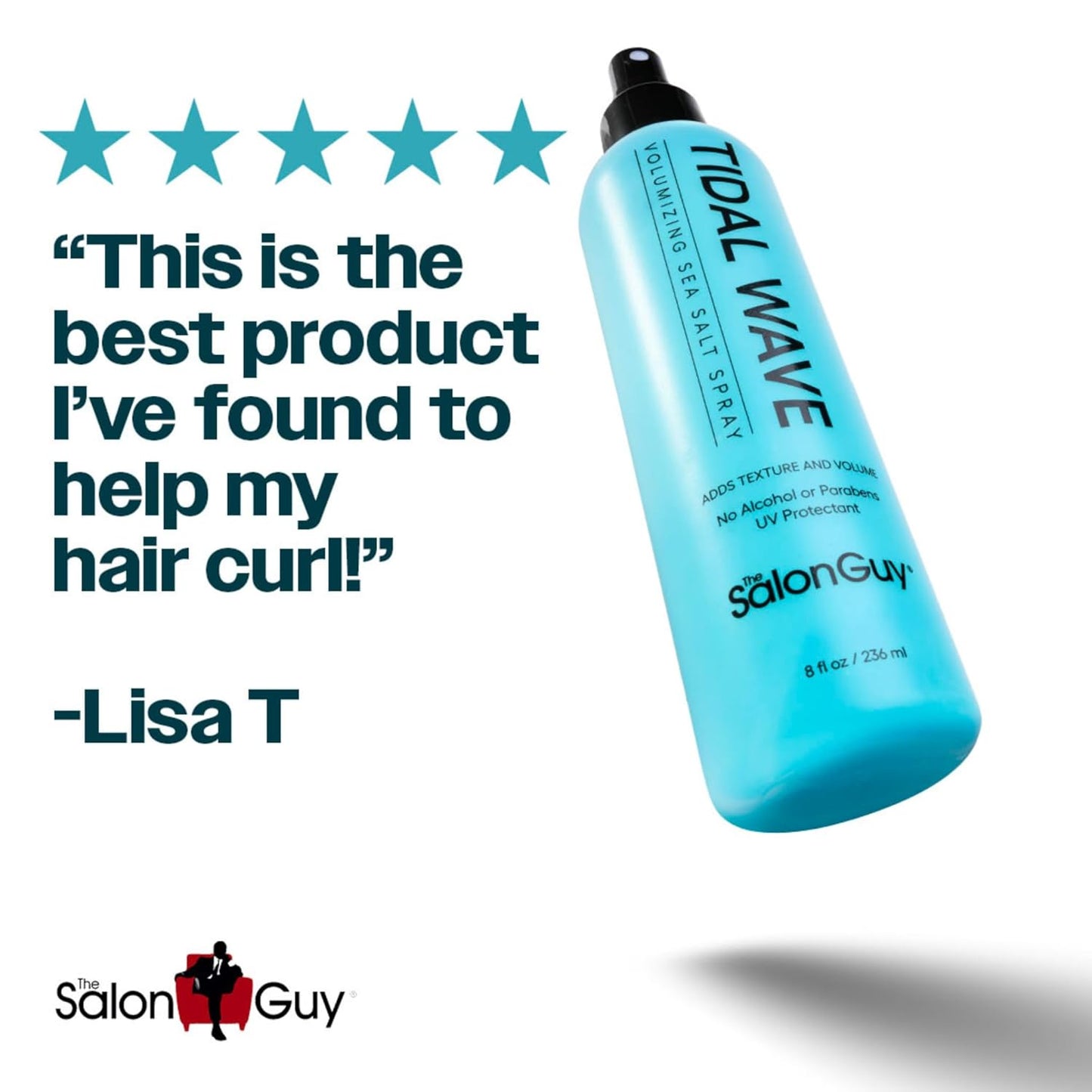 THESALONGUY Tidal Wave Sea Salt Spray for Hair | Texturizing Mist & Volumizing Spray for Men & Women | Adds Beach Waves, Volume & Matte Texture | Alcohol-Free, Paraben-Free, 8 oz