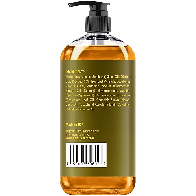 MAJESTIC PURE Eucalyptus Mint Massage Oil - Invigorating, Refreshing, and Relaxing - Massage, Made with Natural Oils - for All Skin Types - Men and Women - 8 fl oz