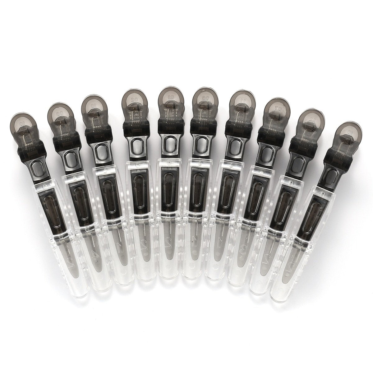 10pcs/set Multicolor Croc Alligator Clips - Transparent Plastic Hair Styling Sectioning Barrettes Non Slip Salon DIY Accessories Hairpins for Women and Girls (10pcs-Black)