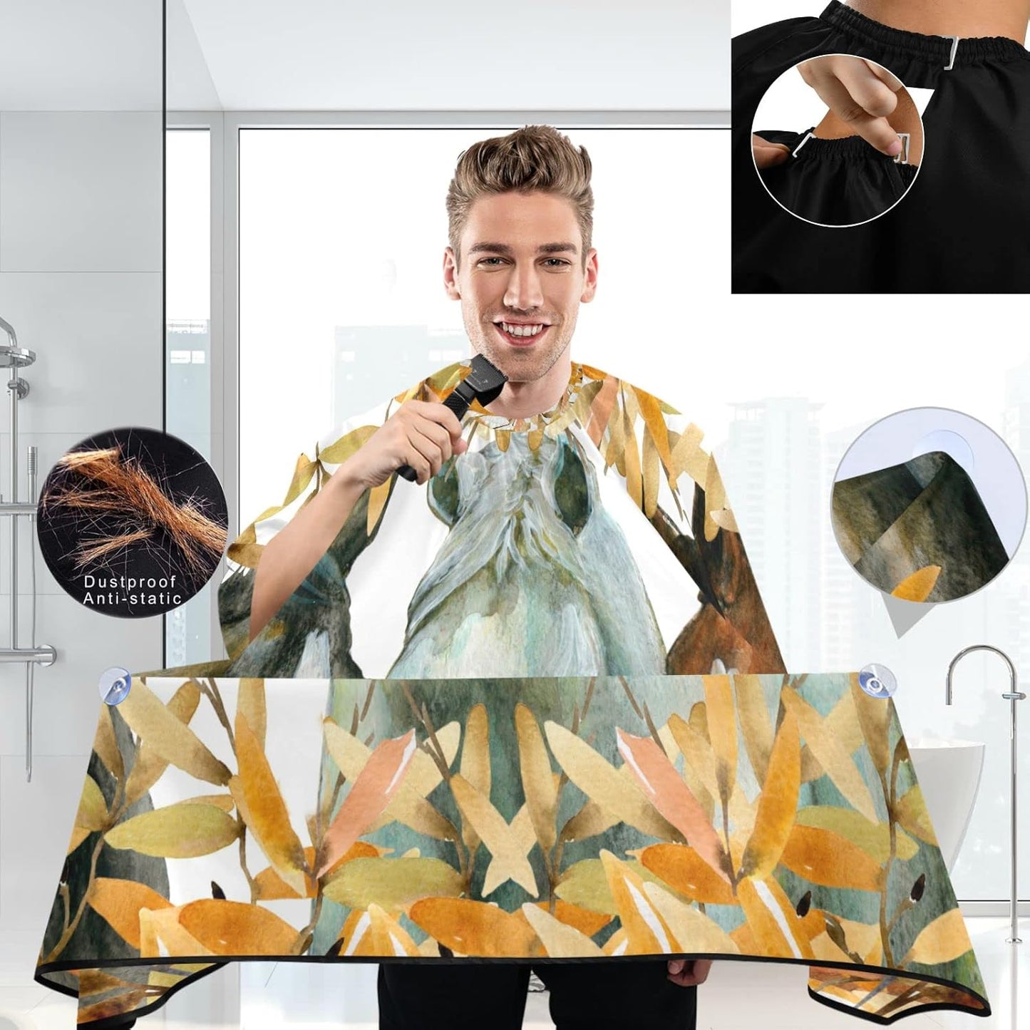 visesunny Professional Barber Cape Polyester Hair Cutting Clippings Catcher Grooming Cape Apron for Shaving Trimming For Men