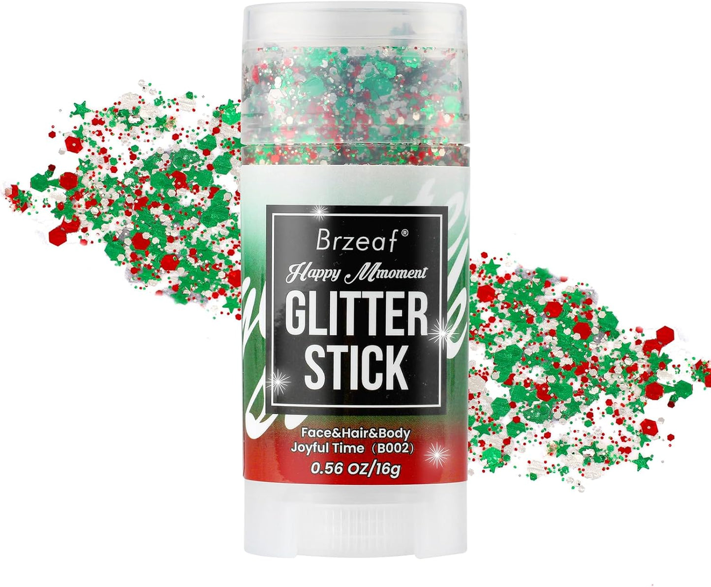 Brzeaf Waterproof Face and Body Glitter Stick, Shimmery& Long Lasting, Christmas Hair Eyeshadow Face Body Glitter, Singer Concert Rave Festival, Glitter Stick Makeup & Face Glitter Gel