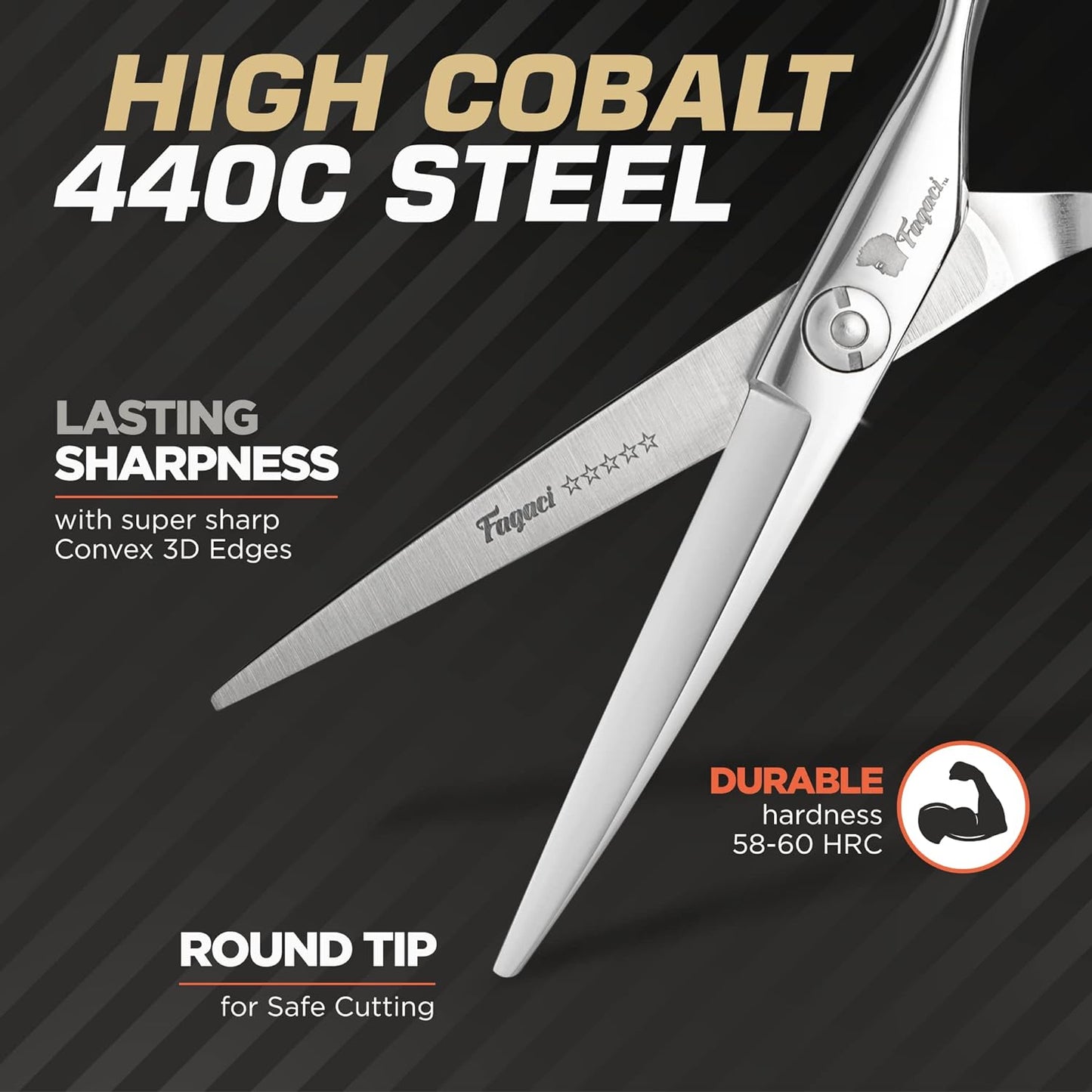 Fagaci Professional Hair Scissors 6" - Extremely Sharp Blades, Fine Cutting Shears Set for Men and Women, Barber Scissors Kit