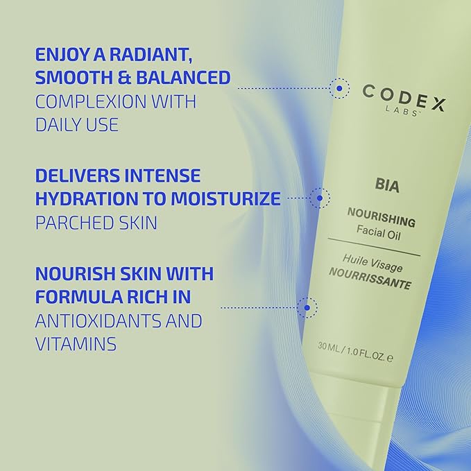 Codex Labs Bia Nourishing Face Oil - Hydration, Moisturizing & Smoothing - For Dry Skin, Sensitive Skin, All Skin Types - With Omega-3, Rosehip Oil, Vitamin E - Cruelty-Free, Vegan Skincare (1oz)