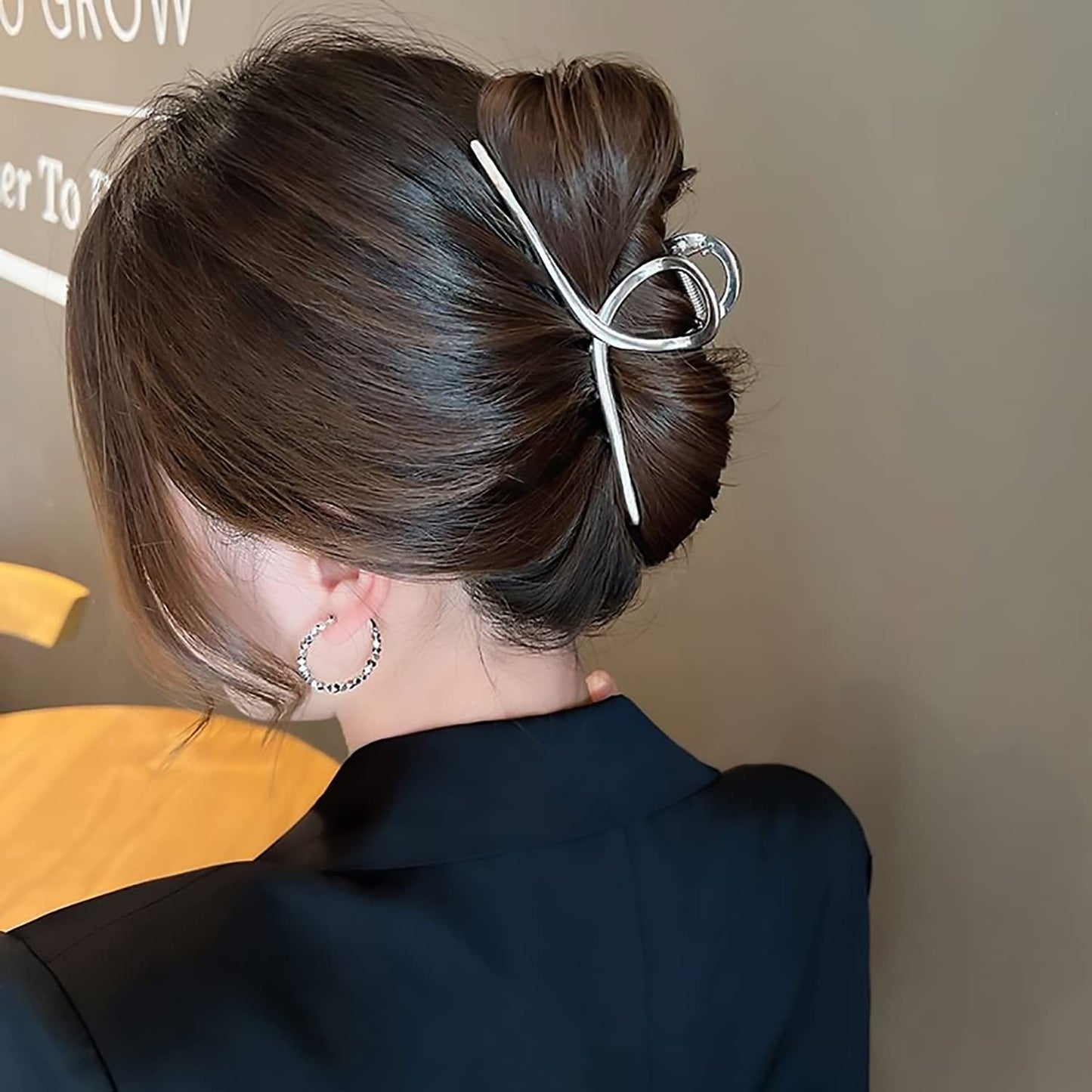 2Pack Glossy Metal Hair Claw Clips No Slip Hair Clamps for Thin and Thick Hair Accessoriesas Gift for Women Girlfriend (2pcs/box,Glossy Rose Gold & Silver)