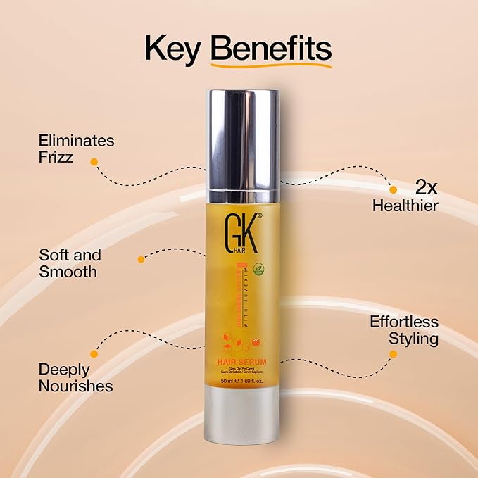 GK HAIR Hair Oil Keratin Treatment Serum Argan Oil Lightweight Formula For Frizz Control Heat Protection Add Shine Repair Dry Damaged Hydrating Sulfate Free All Hair Types Men Women 1.69 Oz