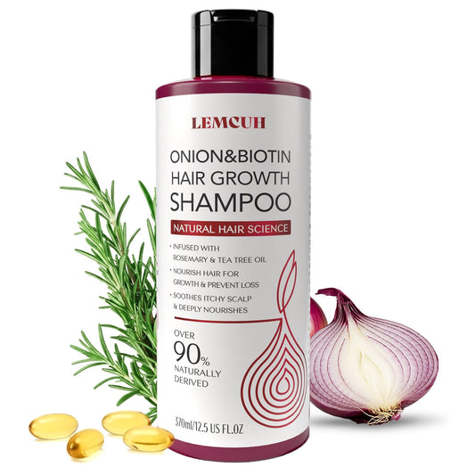 Onion & Biotin Hair Growth Shampoo: Infused With Natural Rosemary Tea Tree Oil Anti Hair Loss Shampoo - Scalp Smooths Thickening Formula Support Hair Regrowth For Women Men (12.5 Fl Oz)