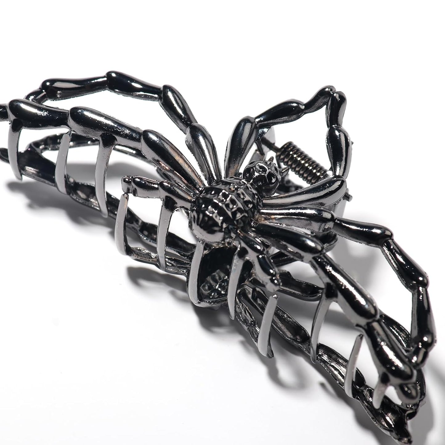 Halloween Spider Hair Claw Clips - Metal Black Alloy Nonslip Terror Spider Strong Hold Gothic Catch Clips for Women's Thick or Thin Hairs