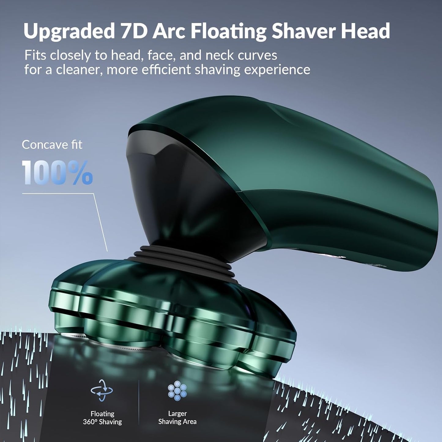 Head Shavers for Bald Men - 7D Arc Magnetic Detachable Electric Razor, Waterproof Wet Dry 5-in-1 Electric Shaving & Grooming Kit, LED Display Rechargeable Head & Body Hair Shaver, Dark Green