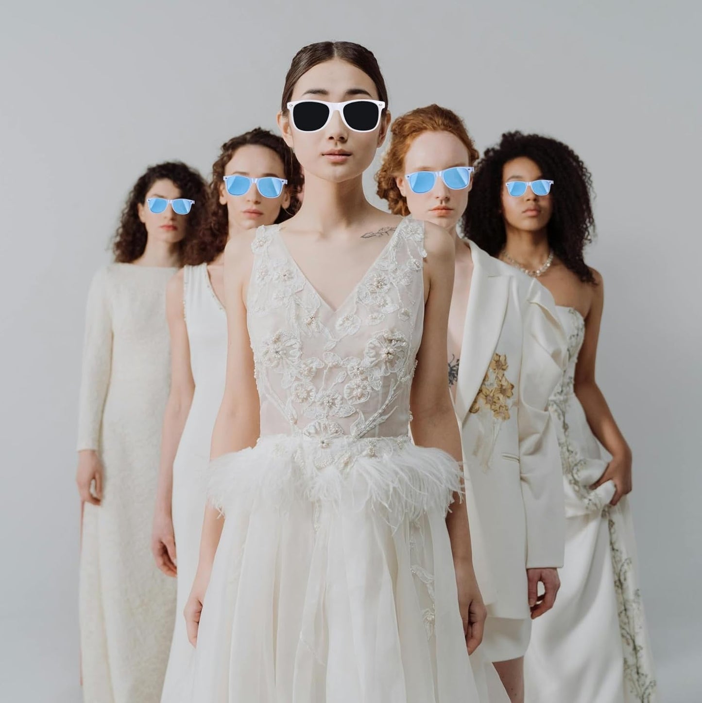 Bridesmaid Proposal Gifts 4.1inch 12pcs Square Hair Claw bachelorette party accessories Clips for Wedding Party Favors (Dusty blue)