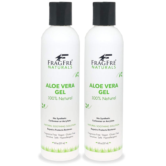 All-Natural Aloe Vera Gel 8 oz (2-Pack Gift Set) - No Synthetic Carbomer or Acrylate - 100% Natural Aloe Vera Soothing Gel - After Sun Exposure Skin Care - Fragrance Free Vegan Gluten Free