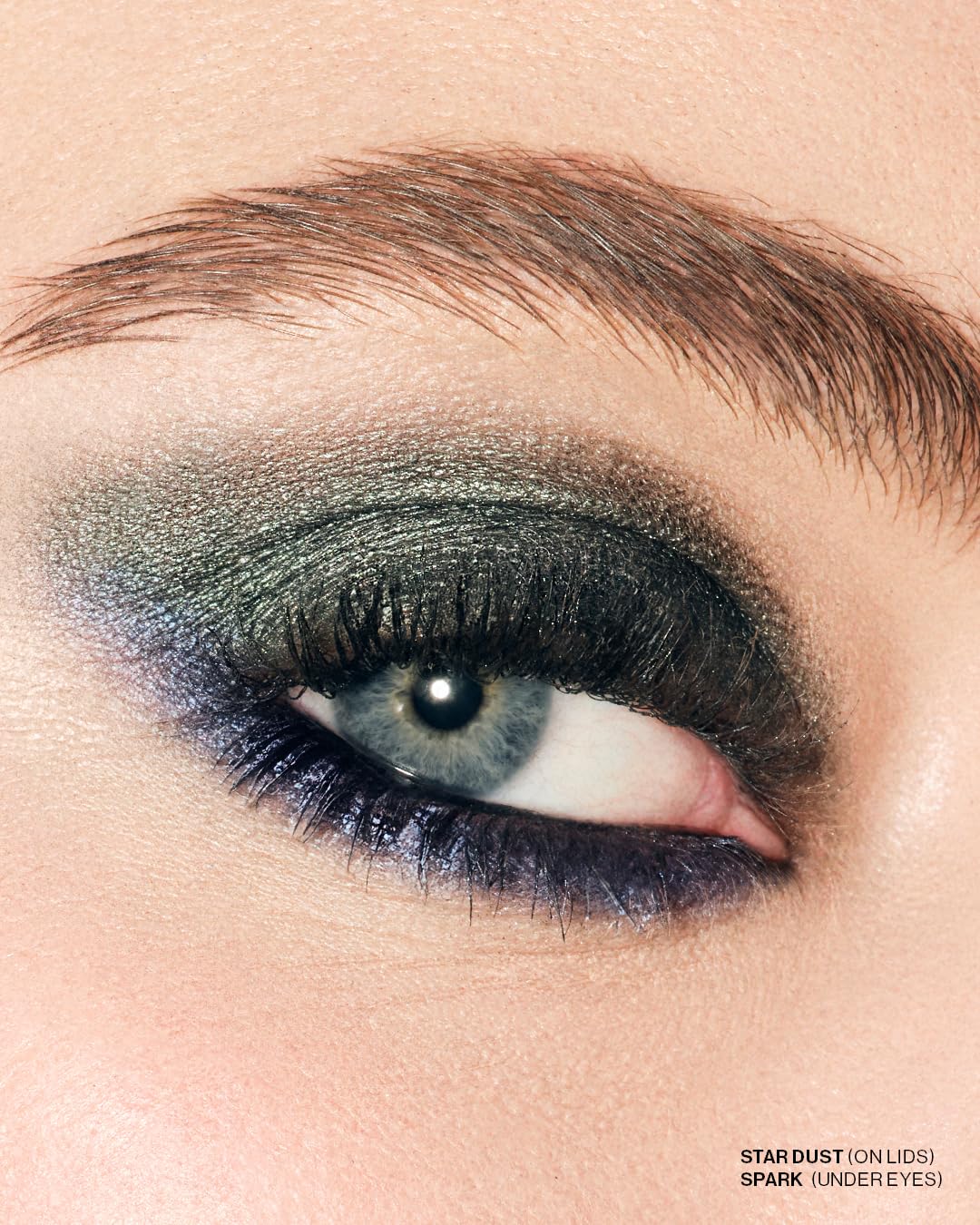 MAKE Beauty Multi-Chromatic Eye Shadow. Metal Reflecting Luminous Foil Finish Creamy, Buildable, Dimensional Long-wear, Crease-proof Powder Eyeshadow, Multichrome Shade - Stardust, Emerald Green